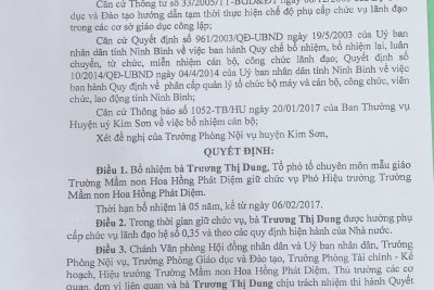 Qđ bổ nhiệm, điều động HT, PHT